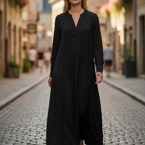 MNG Mango Women's Black Maxi Dress Size 4 Satin Effect Long Modest